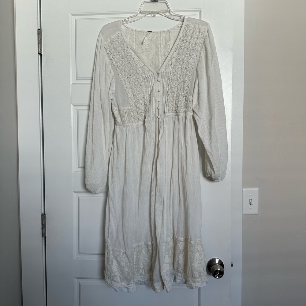 Free People White Bohemian Duster Kimono dress